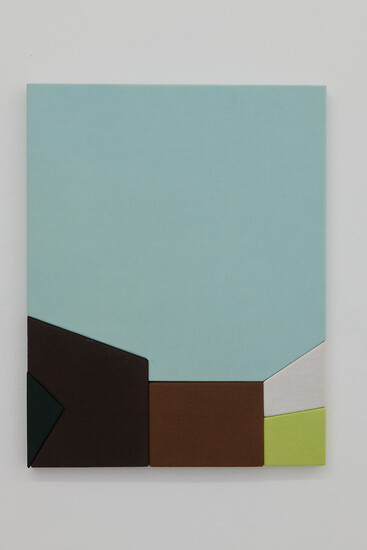 Splitter #1 (4-teilig), 2021 (Part 3) – à 38 x 48 cm; Stoffe ausrangierter Kleidungsstücke auf Holzplatten; Foto: Annette Kradisch