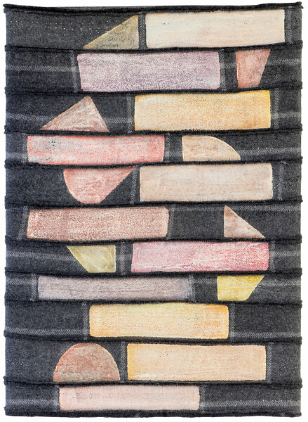 Aufbau, 2022 &ndash; 55 x 40 cm; Tusche, Kreidefarbe und Garn auf Loden; Foto: Studio Jasmin Schmidt