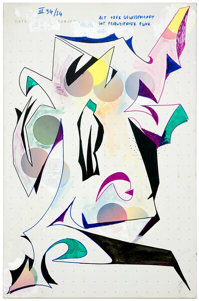 Johannes  Listewnik, BGH-MP-06, 2023 &ndash; 130 × 85 cm; Tusche, Pastellkreide und Acryl auf Papier, Keilrahmen; Foto: Studio Johannes Listewnik