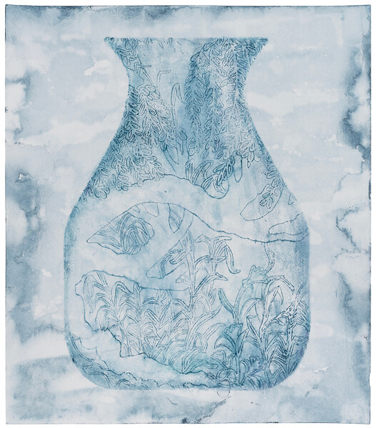 Wald in Vase, 2025 &ndash; 39 x 34 cm; Tusche auf Papier; Foto: Studio Jasmin Schmidt