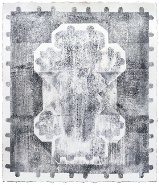 Fährten aneinander legen, 2022 &ndash; 37 × 32 cm; Kasein und Pigment auf Papier; Foto: Studio Jasmin Schmidt