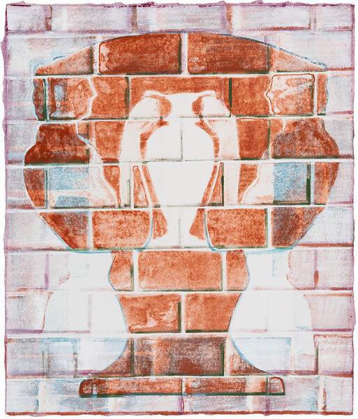 Krater, 2026 &ndash; 39 x 32 cm; Tusche, Kasein/Pigment auf Papier; Foto: Studio Jasmin Schmidt