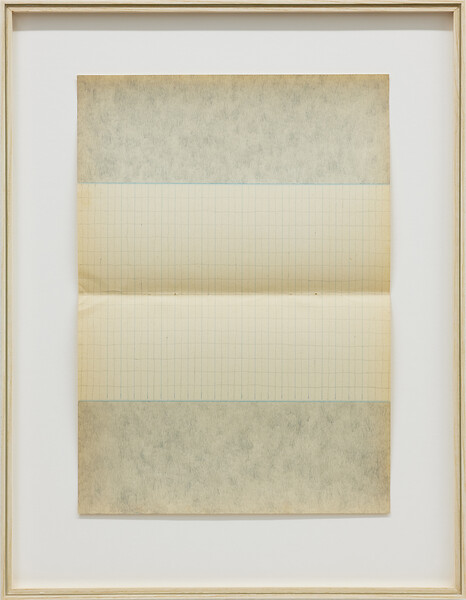 Landschaft ohne Berg (5), 2022 &ndash; Farbstift auf liniertem Papier; 29,7 x 21 cm; gerahmt; Foto: Annette Kradisch (gefördert durch: bbco Marken Raum GmbH)