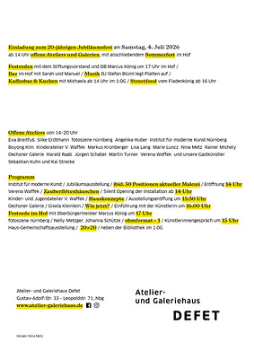 Einladungskarte Atelier- und Galeriehaus Defet (Gestaltung: Nina Metz)