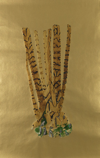 Ohne Titel (Blatt F), 2015/2016 &ndash; 108,5 x 70 cm; Tusche auf goldenem Papier