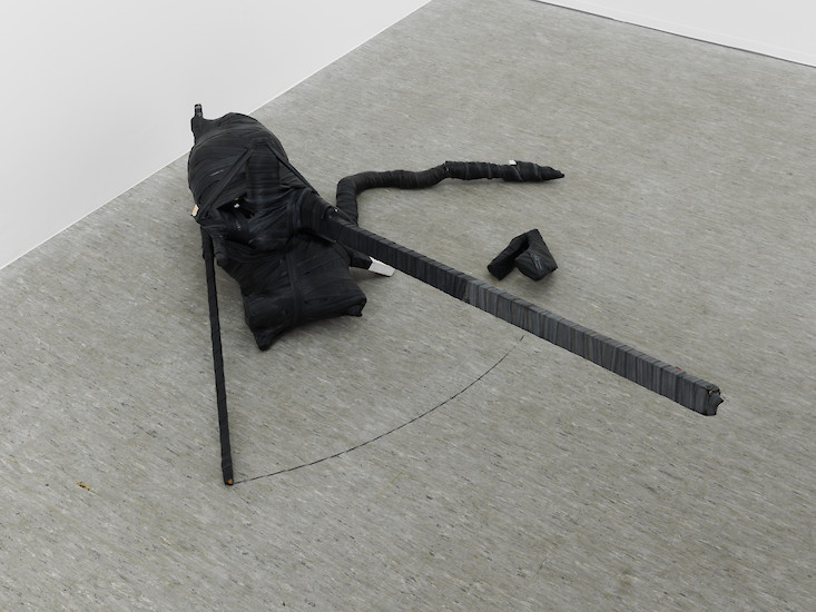 Robert Enderwitz, "Verkohlt", 2012 &ndash; 150 x 70 x 200 cm; Diverse Materialien, Gummischläuche