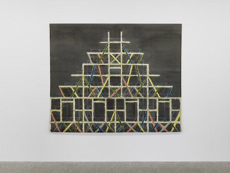 Jasmin Schmidt, "Fachwerk", 2013 &ndash; 175 x 210 cm; Öl auf Nessel/Papier