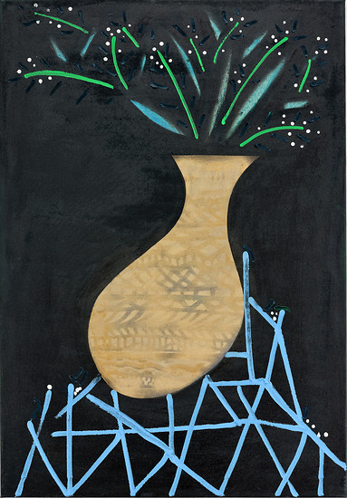 „Schöne Pflanze mit Kunstsockel“, 2017 &ndash; 100 x 69 cm; Ol/Acryl auf Leinwand; Foto: Tim Hufnagl