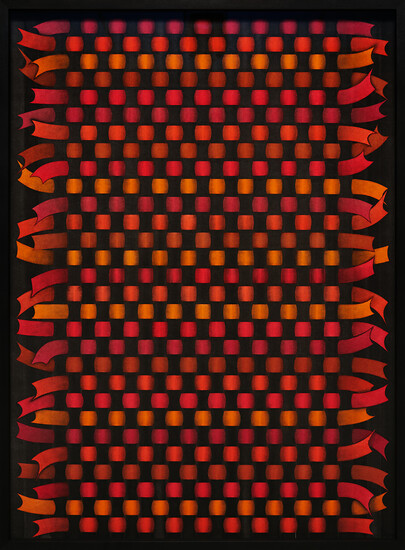 Andreas Oehlert, Naht (11), 2024 &ndash; 76 x 56 x 4,5 cm; Aquarell, Papier, ﻿﻿schwarz gebeiztes Holz; Foto: Annette Kradisch