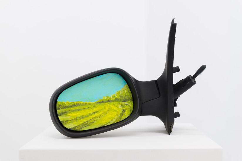 Andreas  Töpfer, Spiegel #6, 2017 &ndash; ca. 25 x 25 cm - 35 x 35 cm; Acryl auf Autospiegel