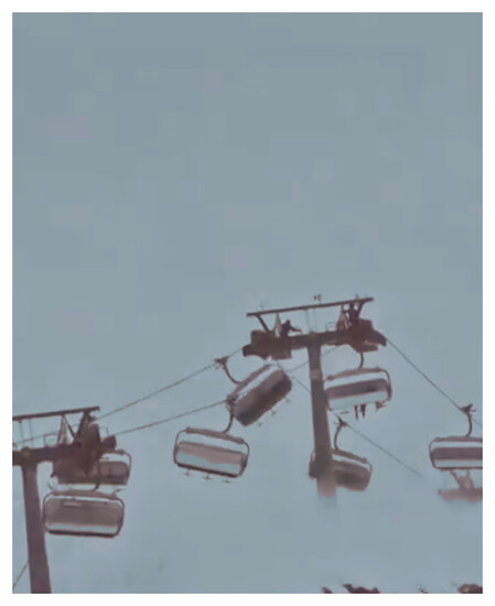 Seilbahn, Cervinia (aus der Werkserie Heat is on), (Ed. 2/7), 2025 &ndash; 60 x 42 cm; Risografie, ger. Museumsglas