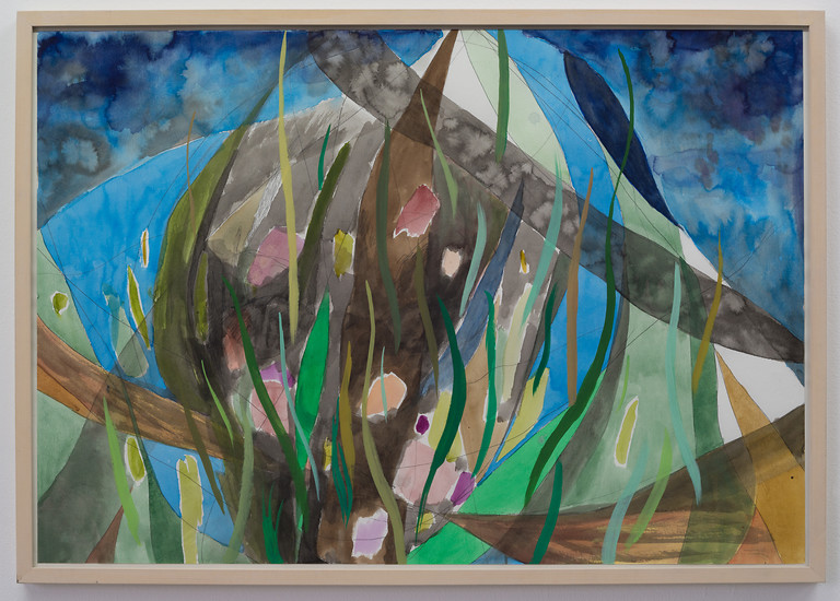 Gras, 2018 &ndash; 70 x 100 cm; Bleistift, Tusche, Aquarell, Gouache auf Papier; Foto: Annette Kradisch