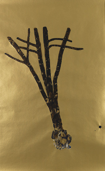 Ohne Titel (Blatt S); 2015/2016 &ndash; 113 x 70 cm; Tusche auf goldenem Papier