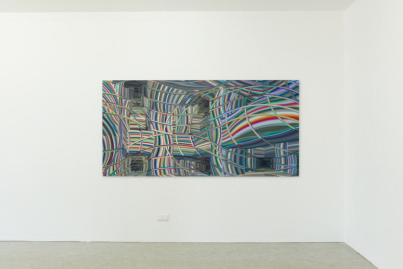 EP149 „Tesserakt“, 2020 &ndash; 125 x 255 cm; Öl auf Aluminium; Foto: Annette Kradisch