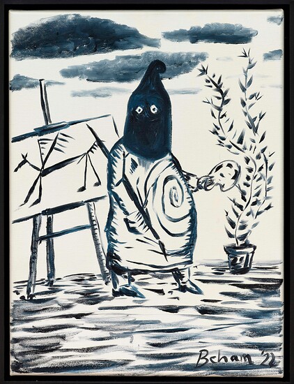 Sebastian Tröger, König Ubu malt heimlich schöne Bilder, 2022 &ndash; 42cm x 32cm; Öl und Acryl auf Leinwand; Foto: Tim Hufnagl