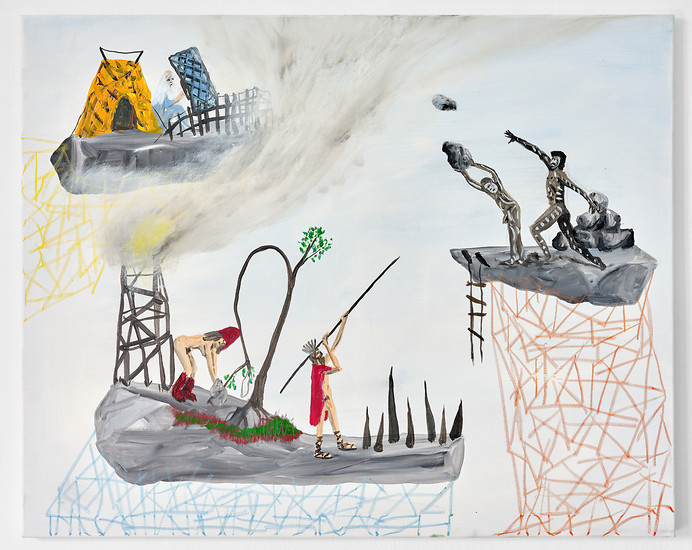 „Vision: Der vierte Weltkrieg“, 2020 &ndash; 80 x 120 cm; Öl und Acryl auf Leinwand; Foto: Tim Hufnagl