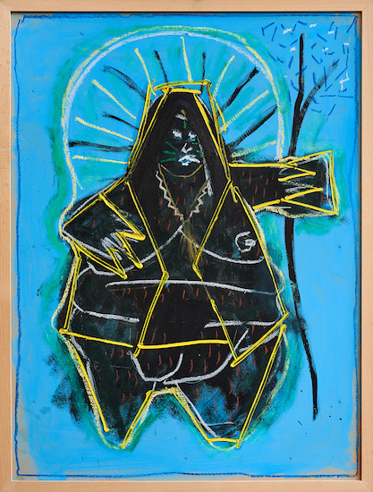 Sebastian Tröger, "Mutter weiß den Weg", 2016 &ndash; 82,5 x 63 cm mit Rahmen; Mischtechnik/Holz; Foto: Tim Hufnagl