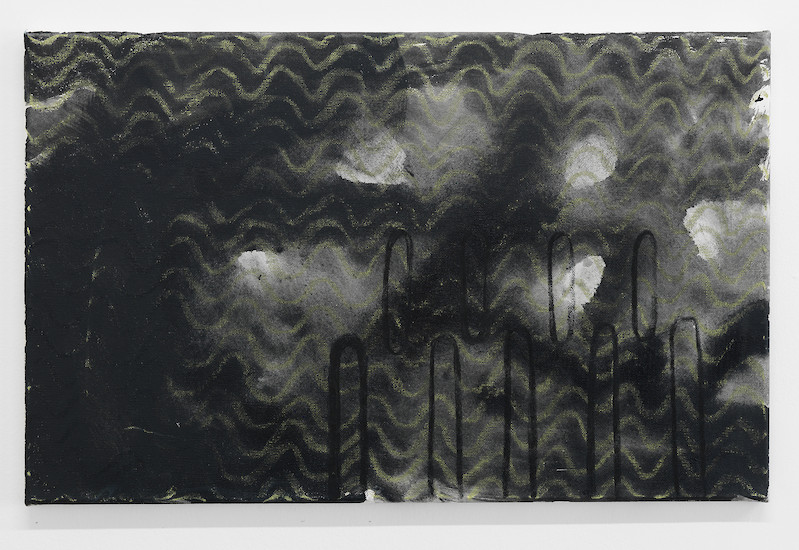Alexandra  Hojenski, Ohne Titel, 2012 &ndash; 45 x 70 cm; Öl, Acryl und Kohle auf Baumwolle