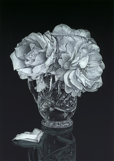 Vanitas (Rose Westerland) 3, 2010 &ndash; 21 x 14,8 cm; Hinterglasmalerei
