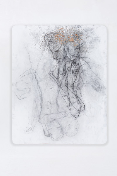 DETROITANIC #0, 2017-2019 &ndash; 100 x 80 x 3 cm; Graphit, Pigment auf  perforierter Purpurbuche; Foto: Fotostudio Jürgen Eheim